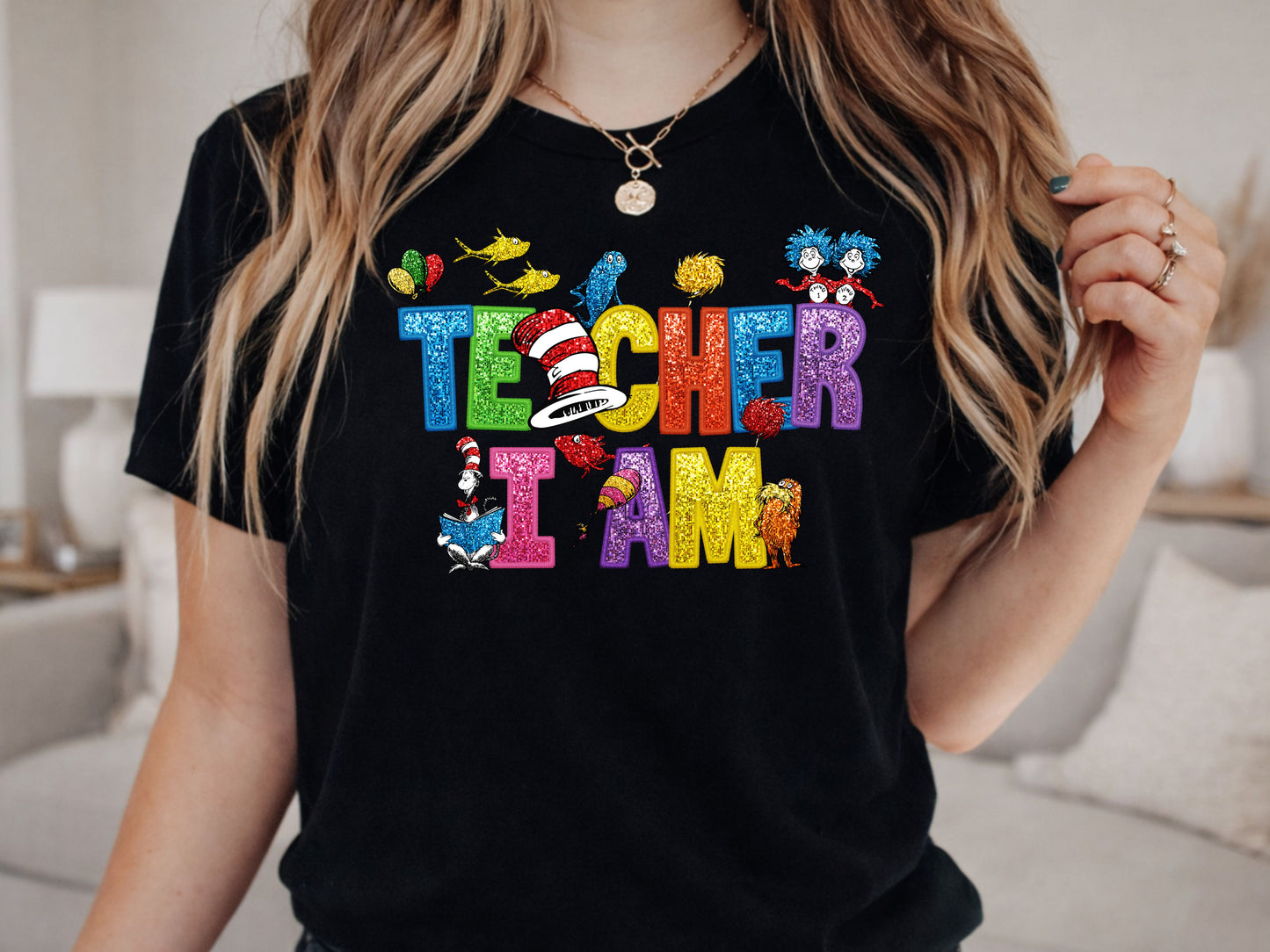 Teacher I Am Faux Sequin PNG Digital Download Design
