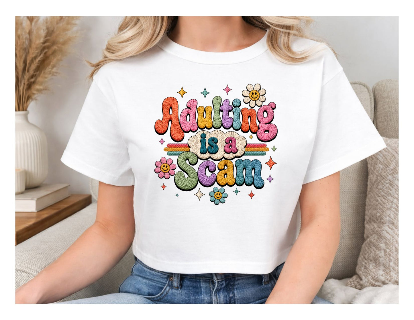 Adulting is a scam faux embroidery png digital download design