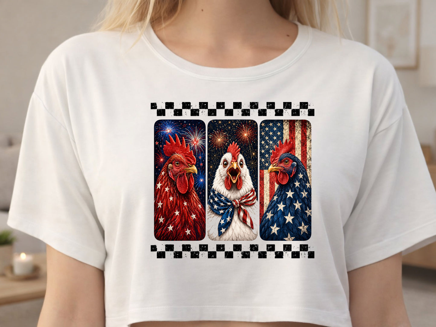 American Chickens Red,White and Blue PNG Digital Download Design