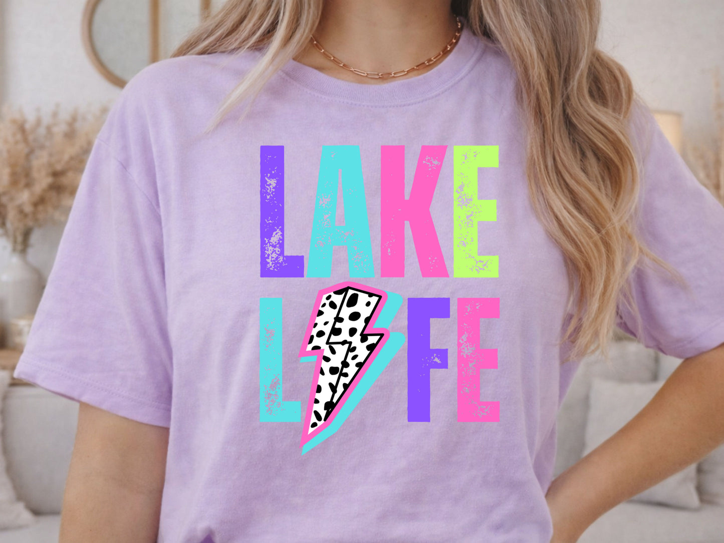 Lake Life Neon Colors Lightning Bolt PNG Digital Download Design