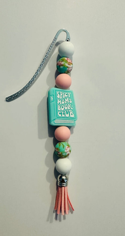 Spicy moms book club flower and pink custom bookmark