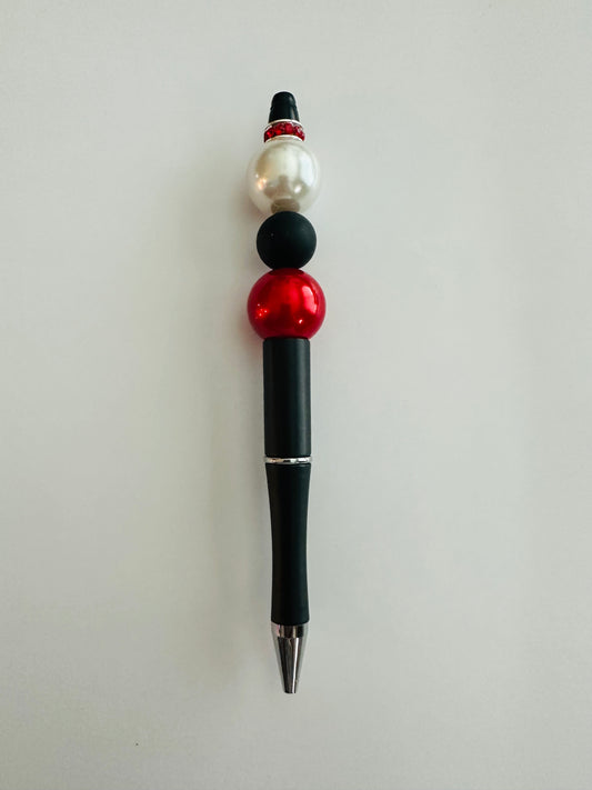 Black Red and White beaded pen