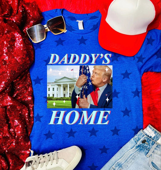 Trump Daddy is Home Code Five Star Blue Tee DTF