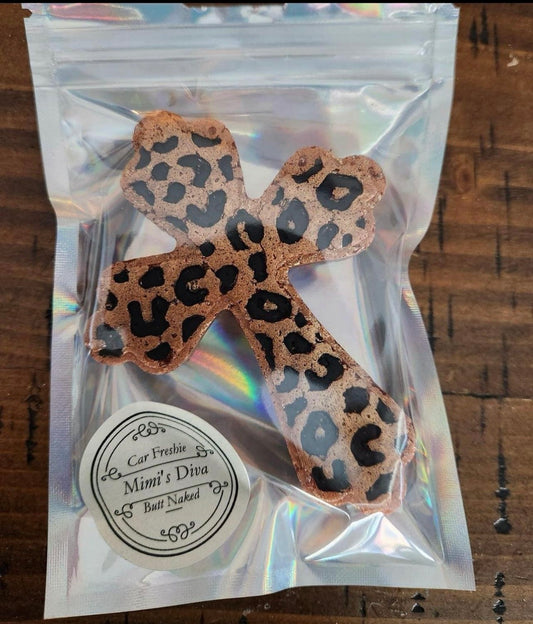 Bronze leopard cross car freshie