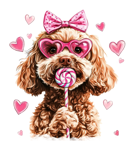 Goldendoodle Valentine's Lollipop PNG Digital Design Download