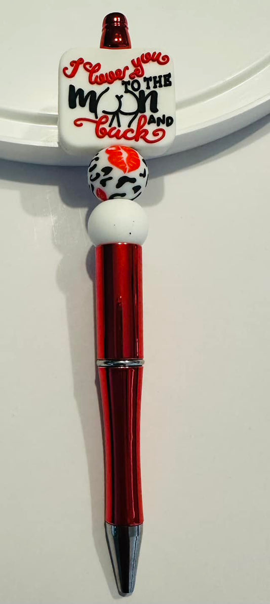 I love you to the Moon (Butt) Beaded Red Pen