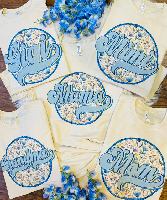 Blue Floral Name PNG Digital Download Designs