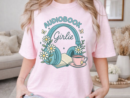 Audiobook Girlie Book Lovers PNG Digital Download Design