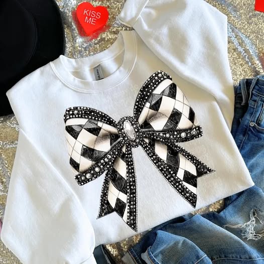 Black and White Faux Coquette Bow PNG Digital Download Design