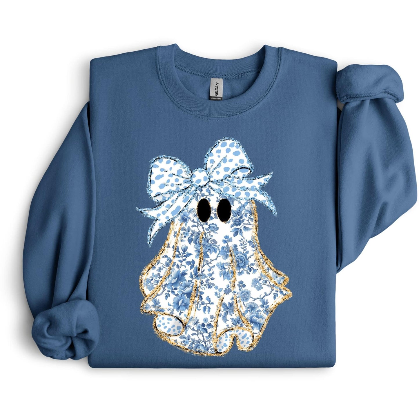 Floral Ghost Direct to Film on Indigo 50/50 Sweatshirt