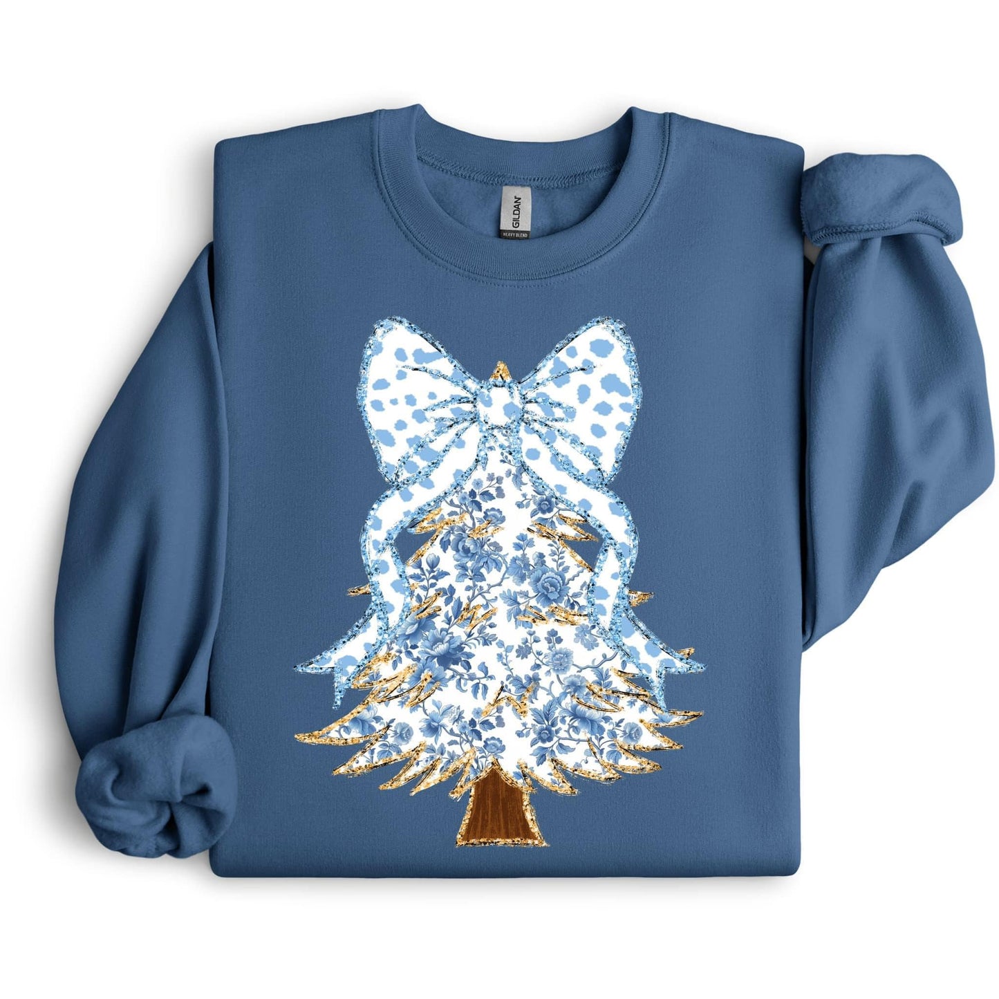 Floral Tree Direct to Film on Indigo 50/50 Sweatshirt