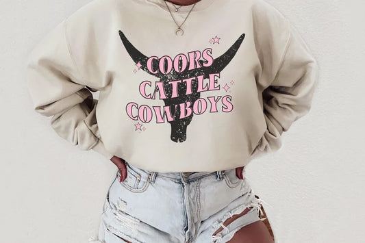 Coors Cattle Cowboys DTF on Sand Sweatshirt