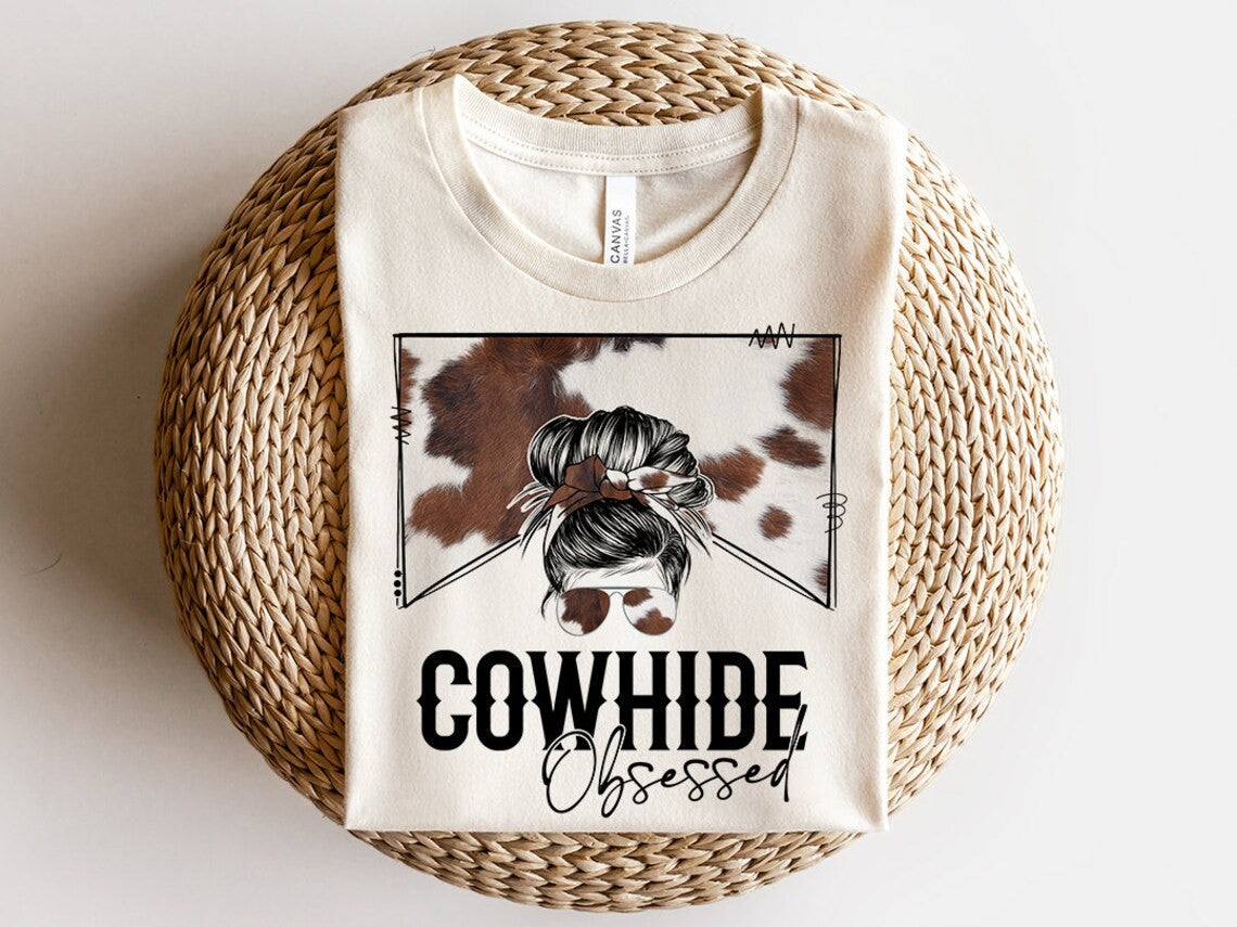 Cowhide Obsessed DTF on Sand T-Shirt