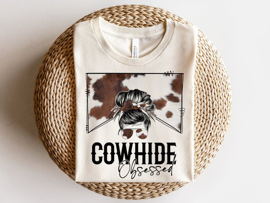 Cowhide Obsessed DTF on Sand T-Shirt