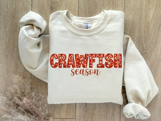 Crawfish Season Faux Glitter DTF on Sand Sweatshirt