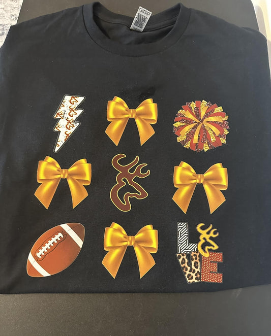 Deer Park Coquette Bow Football Direct to Film on Black T-Shirt