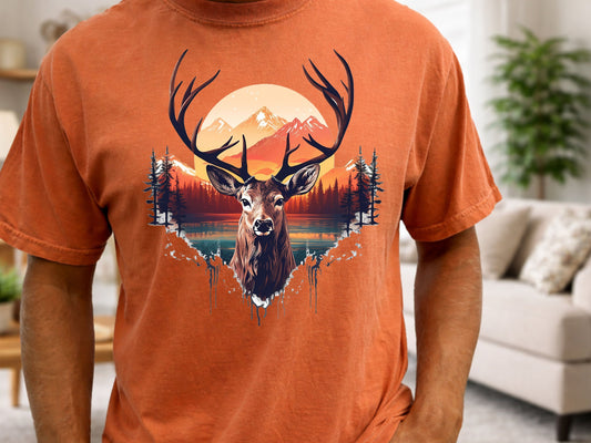 Deer with Antlers with Sunshine PNG Digital Download Design