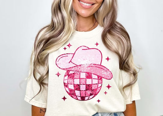 Disco Cowgirl Faux Sequin DTF Transfer Print