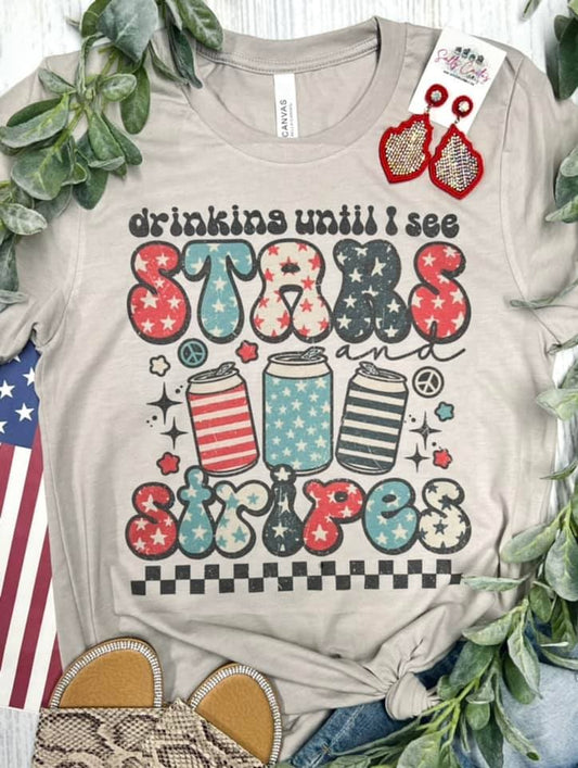 Drinking Until I See Stars And Stripes DTF Print Transfer