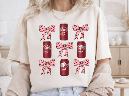 Dr Pepper Cans with Coquette Bows PNG Digital Download Design