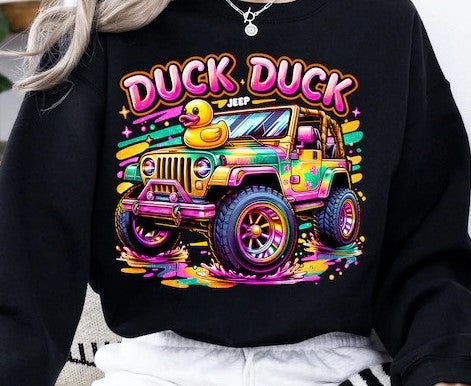 Duck Duck Jeep Direct to Film on Sweatshirt