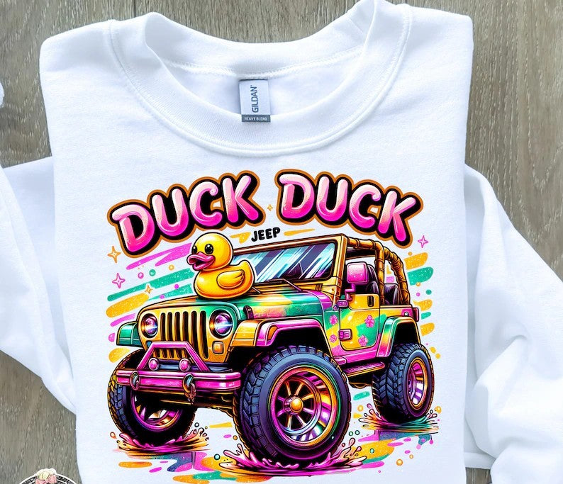 Duck Duck Jeep Direct to Film on Sweatshirt