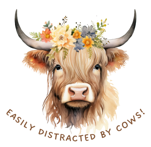 Easily Distracted By Cows PNG Digital Download