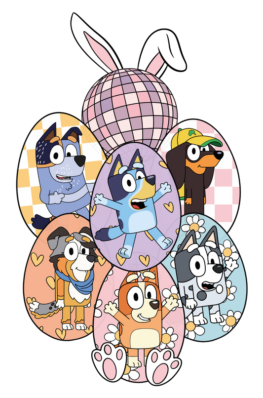 Blue Dog Easter Eggs Digital Download PNG Design