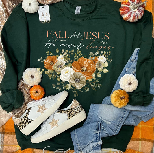 Fall for Jesus on Forest Green GIldan Unisex