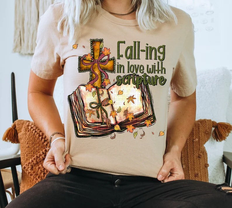 Falling in love with scripture Direct to Film on Sand T-shirt