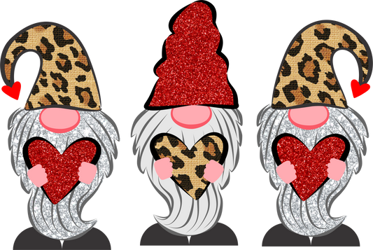 Gnomes Valentines Heart Leopard Digital PNG Download Design