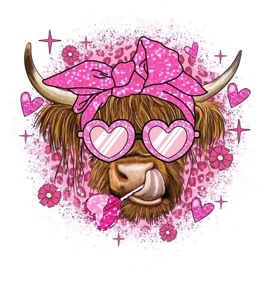 Heifer Highland Cow Valentines Digital PNG Download Design