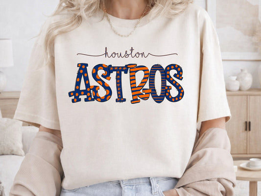 Houston Astros Strips and Dots Digital Download PNG DTF Screenprint