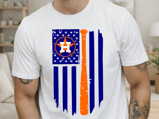 Houston Astros Flag and Bat Digital PNG Download DTF, Screen Print
