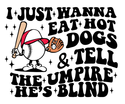 I just wanna eat hotdogs baseball Digital PNG Download Front Left Chest and Back Design