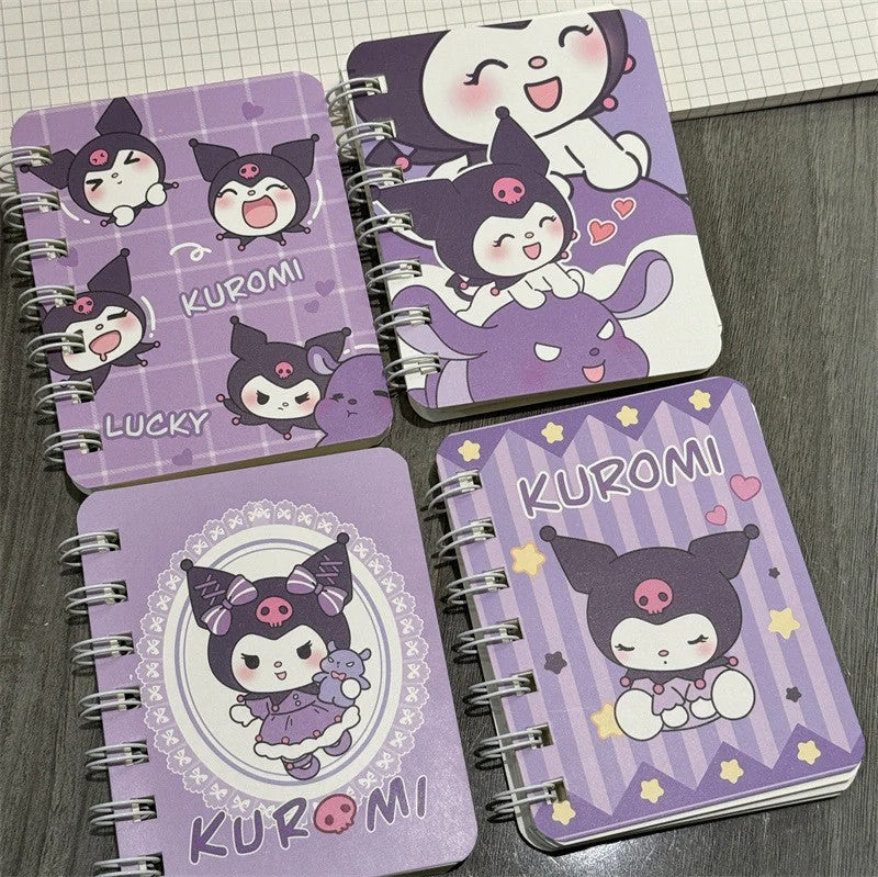 Kuromi Cartoon 4 Pack Small Spiral Notebooks