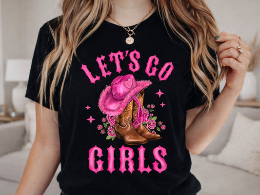 Let's Go Girls Hat and Boot Digital PNG Download Design Western