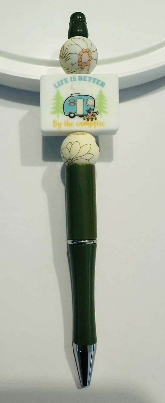Life is Better By the Camper Green Beaded Pen