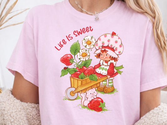 Life is Sweet Strawberry Shortcake PNG Digital Download 80's DTF, Screen Print