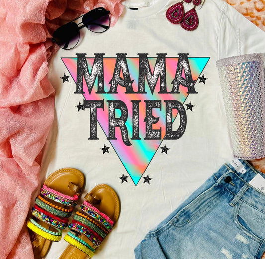Mama Tried Neon Triangle Stars DTF Print Transfer