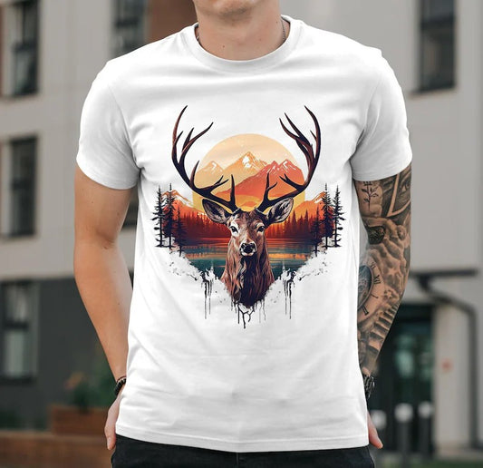 Deer Heart Design DTF on white t-shirt