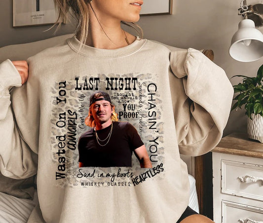MW  Last Night DTF Print on Sand Sweatshirt