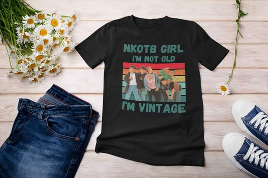 NKOTB Girl DTF on Black T-Shirt
