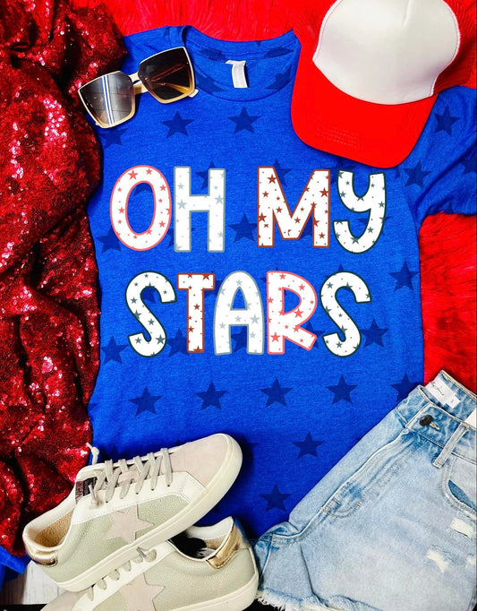 Oh My Stars Blue Code Five Star Tee DTF