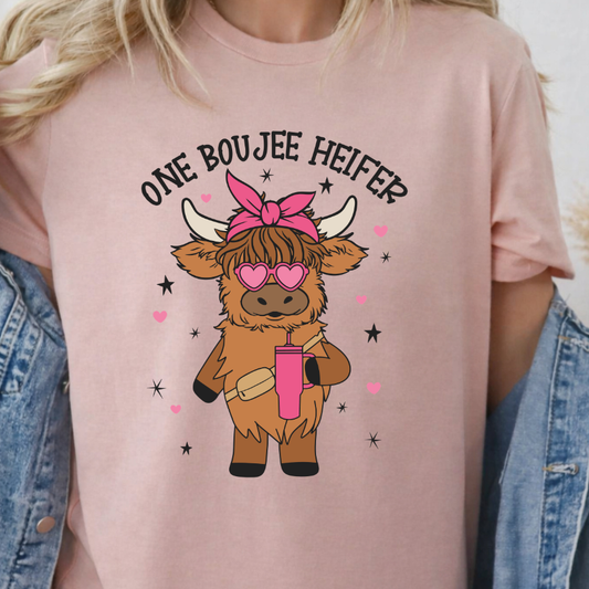 One Boujee Heifer Digital PNG Download Cow Design
