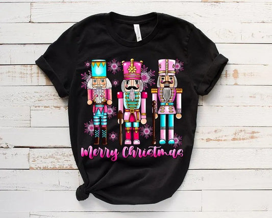 Pink Nutcracker Friends on Black T-Shirt