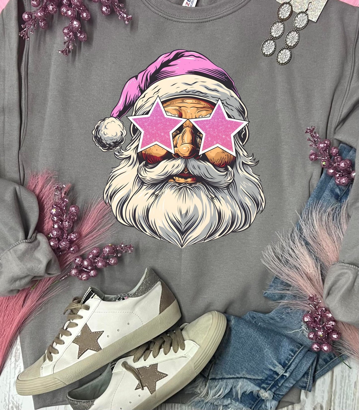 🩷SANTA SWEATSHIRT🩷 Grey Jerzee Sweatshirt