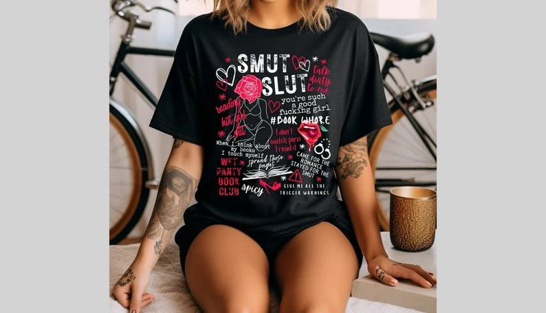 Smut Club Book Direct to Film on Black T-Shirt