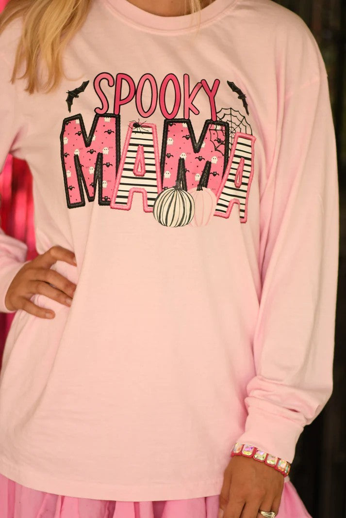 Spooky Mama Direct to Film on Light Pink Long Sleeve