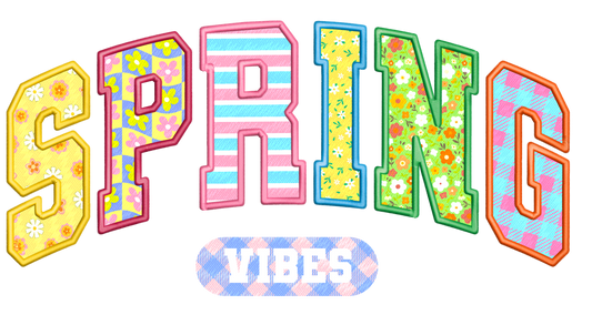 Spring Vibes Faux Embroidery Digital PNG Download Design